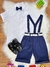 Conjunto Social Camisa Branca e Short Susp. Gravata Azul Marinho (0227AK) - comprar online