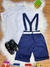 Conjunto Social Camisa Branca e Short Susp. Gravata Azul Marinho (0227AK) - comprar online