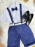 Conjunto Social Camisa Branca e Short Susp. Gravata Azul Marinho (0227AK)
