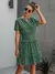 Vestido feminino de oncinha com babado, casual, preto, verão, botões, roxo, ci