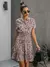 Vestido feminino de oncinha com babado, casual, preto, verão, botões, roxo, ci