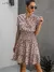 Vestido feminino de oncinha com babado, casual, preto, verão, botões, roxo, ci