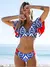 Novo sexy conjunto de biquíni brasileiro feminino plissado banho feminino impre