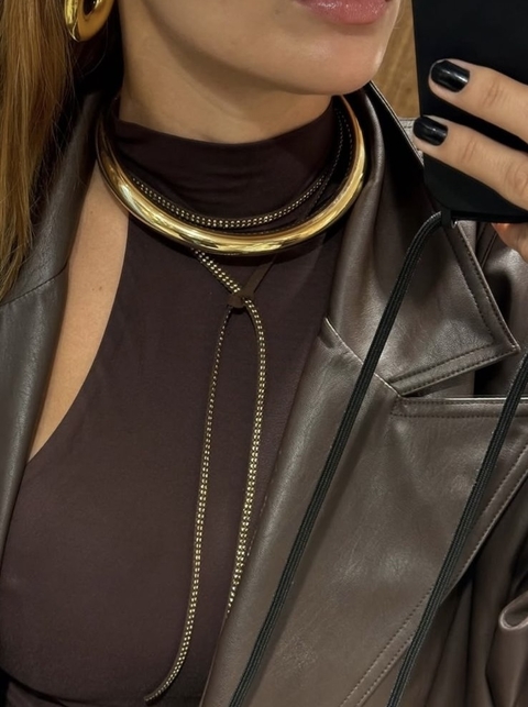 Colar Camurça Strass