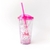 Vaso acrilico con glitter Gatita