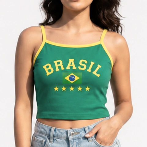 MUSCULOSA DE TIRA DE BABY TEE MUJER CROP TOP VERDE SOY MODA – BRASIL SMREM36