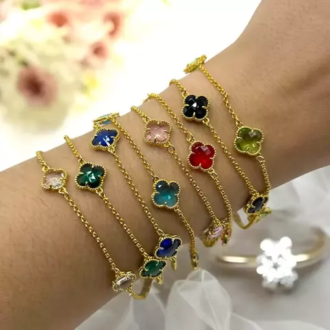 3.5 gr Pulsera 3 V.C - Variedad de Colores Enchapado en Oro