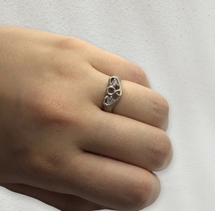 AG481 Anillo Forma Corazon con Cubics Plata y Oro