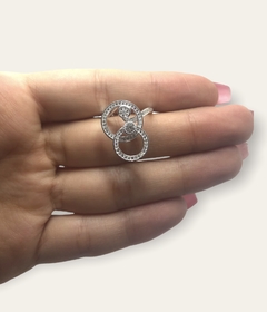 4.1 gr Anillo Giratorio Doble Circular Plata Italiana