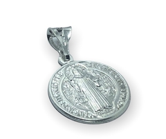 3.9 gr Dije Religioso San Benito Doble Cara Plata Italiana - comprar online