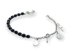 MO90 Pulsera Piedras Negras con Dijes Religiosos Plata 925 (18mm) - comprar online