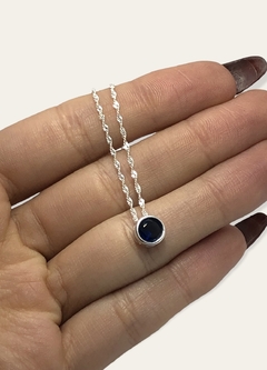 1 gr Susano Redondo Piedra Blanca/Azul (8 mm) Plata Italiana - Regalos Teo