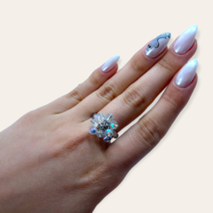 0303 Anillo de la Abundancia Piedras Multicolor Acero Quirúrgico