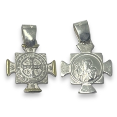 DI-RU 395 Dije Reversible Cruz San Benito (26x22) Plata y Oro