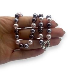 SW 155-45 CO-CH Collar Edición Limitada Perlas Violetas y Rosas (45 cm) Plata Italiana - tienda online