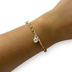 SWA Pulsera Piedras Color Ambar con Dije Corona Plata Italiana - comprar online