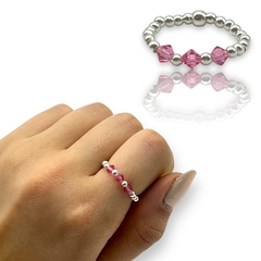 SWA-SIN Anillos Elastizados 3 Biconos - Variedad de Colores Plata Italiana