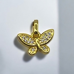 0.7 gr Dije Mariposa (8 mm) Enchapado en Oro
