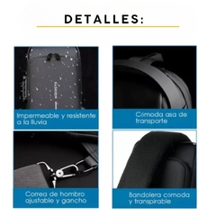 Mochila Bandolera Impermeable Antirrobo Negra - Varmak