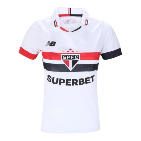 Camisa São Paulo I 24/25 - Torcedor New Balance Feminina - Branca e Com Patrocínio