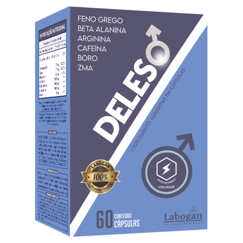 Deleso 60 Cáps Labogan Suplemento Alimentar com Cafeína ZMA