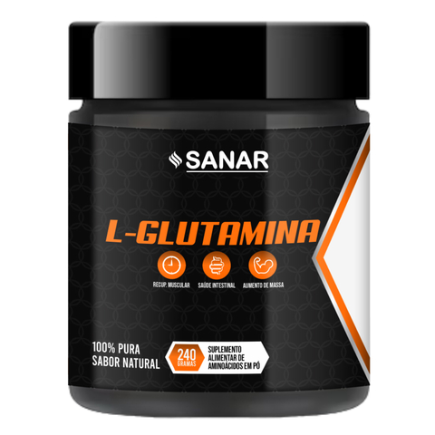 L-Glutamina Sanar 240g - Aminoácido Puro - Sabor Natural