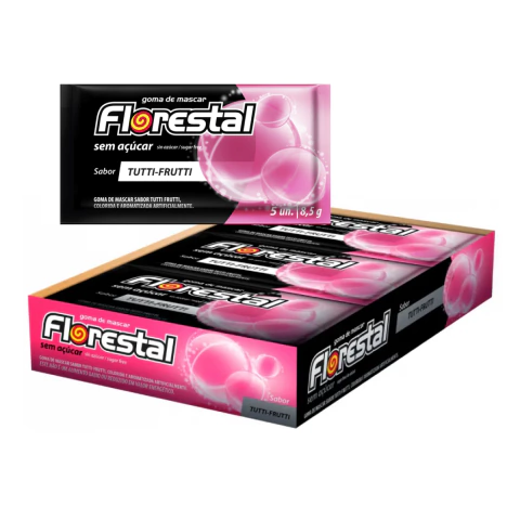 Chiclete Laminado Florestal – Display com 15 Unidades (127g) Sem Açúcar | Vários Sabores Refrescantes