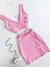 Conjunto Feminino em Anarruga Saia Curta e Cropped Decotado Crislane Ref. 1163 (12345670018924168867) - UAU Você