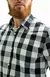 Camisa Masculina Slim Fit ML Flanelada Xadrez Branco Preto