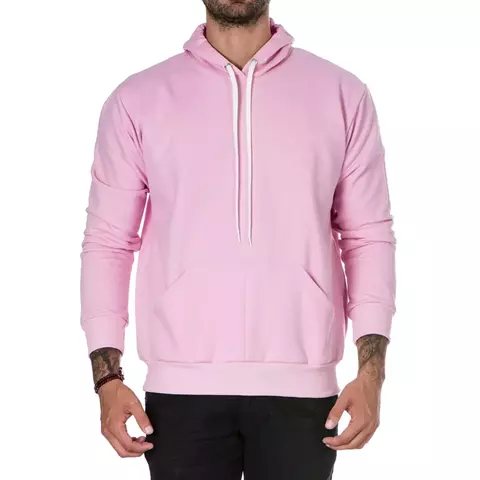 Blusa de Moletom Masculina Lisa Básica Casual com Capuz do P ao G1