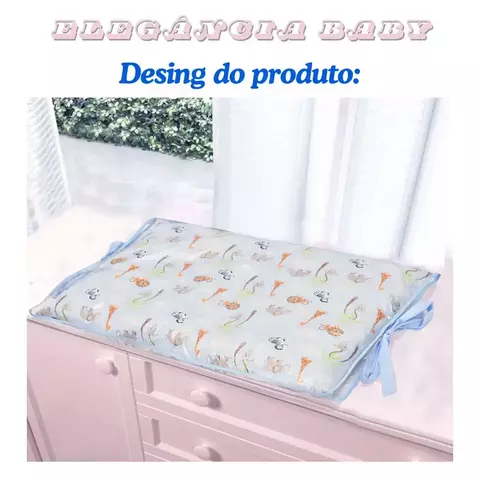Trocador Para Cômoda Estampa Safari Azul Bebê Confortável