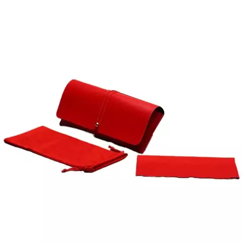 Estojo de couro pu para óculos, capa com corda, fivela, caixa de armazenamento,