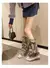 Primavera feminina graffiti botas de lona alta cabeça redonda médio - Flix Shop