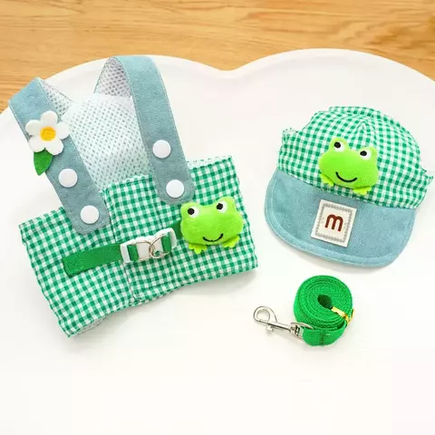 Conjunto de três peças pato sapo primavera e verão pet peito arnês conjunto