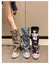 Primavera feminina graffiti botas de lona alta cabeça redonda médio