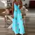 Vestido maxi com estampa de penas chique para todas as estações, 8 cores, casu