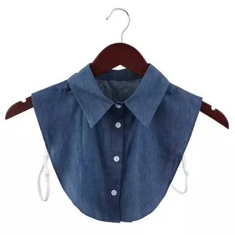 Blusa de algodão feminina com gola falsa, gola destacável, top de lapela falsa