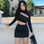 Dulzura sólido manga longa cortar mini vestido para mulheres bodycon sexy stree na internet