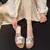 Designer novas sandálias sofisticadas de salto baixo chinelos sexy peep toe sap - comprar online