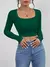 Slim fit curto sexy topo com umbigo exposto casual manga comprida cor sólida ca - loja online