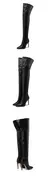 Imagem do Botas femininas preto fosco dedo do pé pontiagudo coxa alta botas longos outono