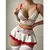 Quente cosplay uniforme sutiã aberto fantasia minissaia pijamas liga conjuntos - comprar online