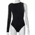 Hirigin Elástico Colher Pescoço Manga Longa Bodysuit Cor Sólida