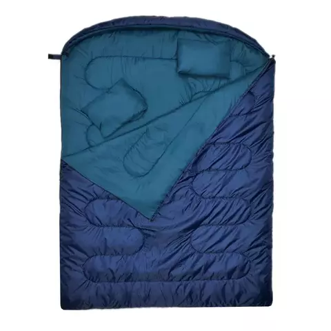 Saco de Dormir Duplo com Travesseiro para Adultos, Toda a Temporada, Camping