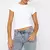 Imagem do Sexy tripulação pescoço camisetas básicas roupas femininas moda curto branco