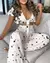 Conjunto de calças de cintura alta, moda feminina, moda de férias, estampa geral