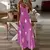Vestido maxi com estampa de penas chique para todas as estações, 8 cores, casu
