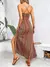Senhora verão vestido de verão com decote em v vestido de praia vintage sem co - Flix Shop