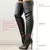 Botas femininas preto fosco dedo do pé pontiagudo coxa alta botas longos outono - comprar online