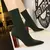 Novas meias botas moda simples para mulheres preto com toe saltos elásticos out - loja online